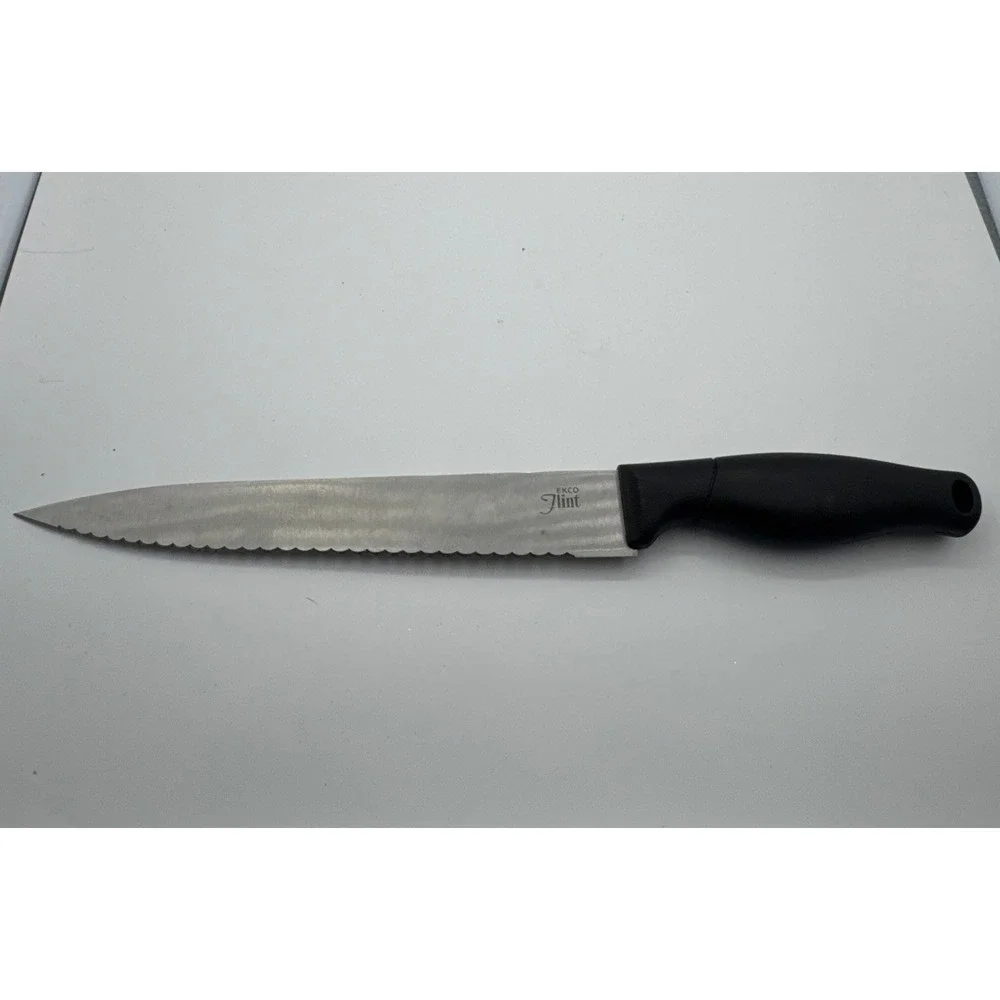 Ekco Flint Serrated Knife Black Plastic Handle 12